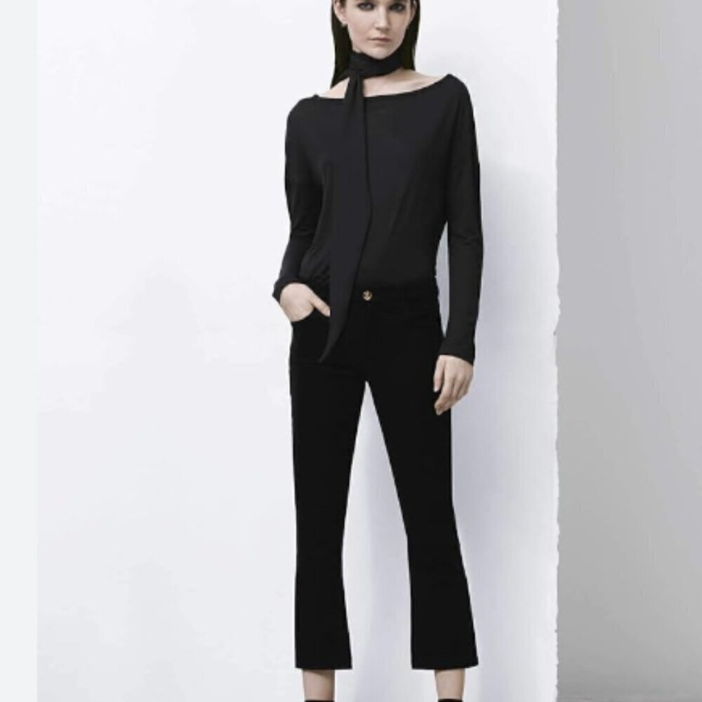 NWT J Brand Selena Mid Rise Skinny Bootcut Crop Black Corduroy